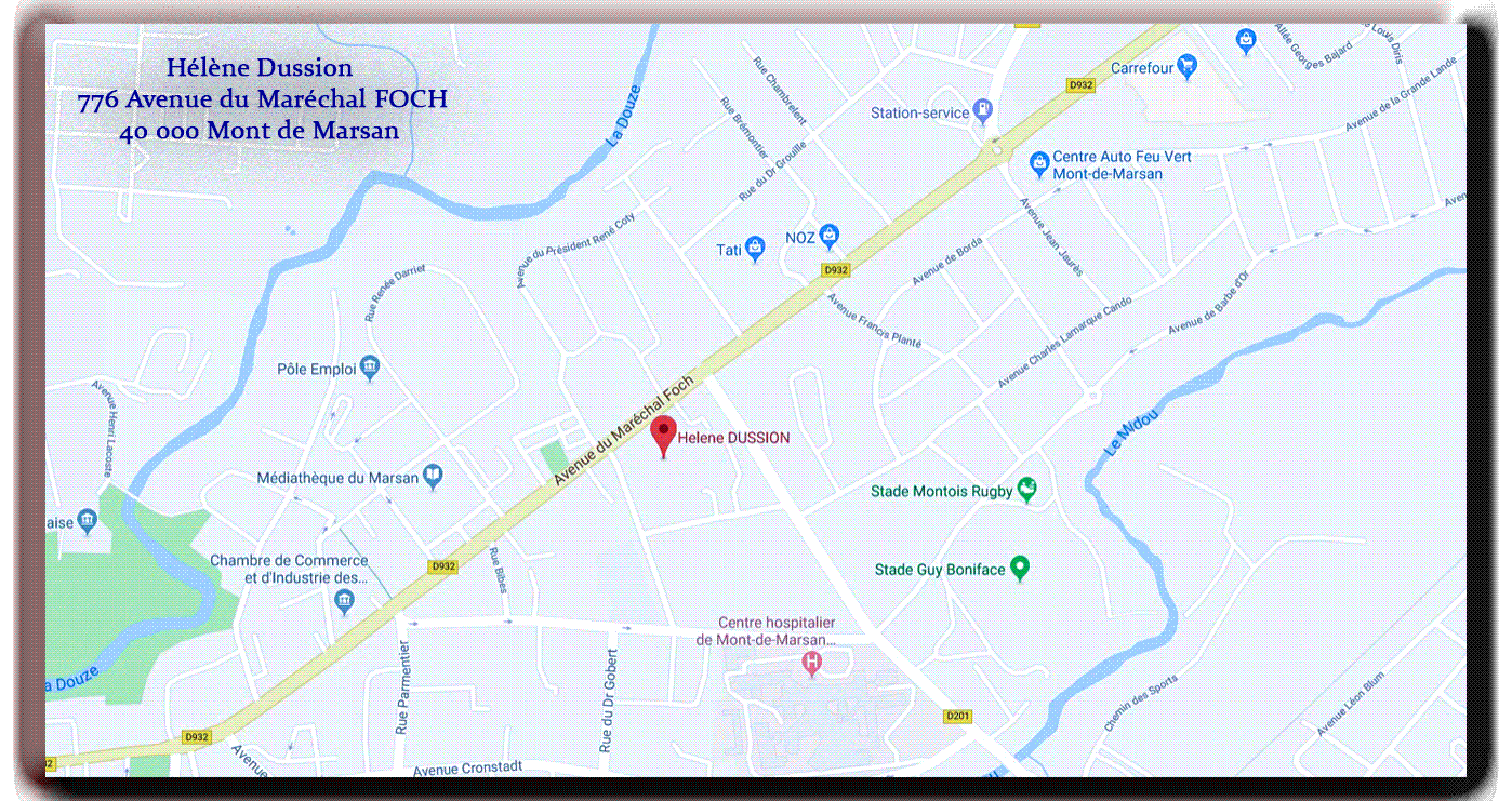google-map Hélène DUSSION ostéopathe à mont de marsan