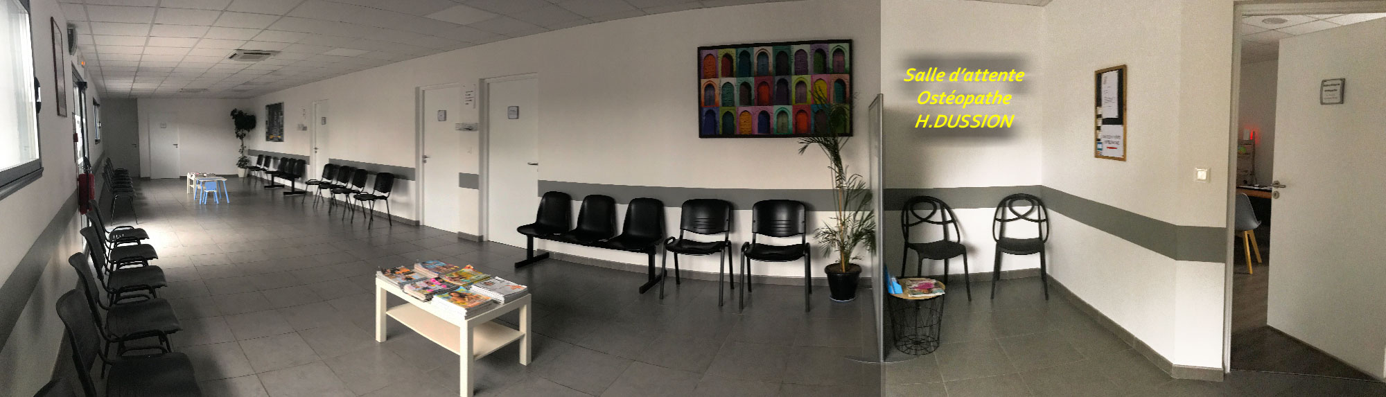 salle d'attente cabinet Ostéopathe Hélène Dussion